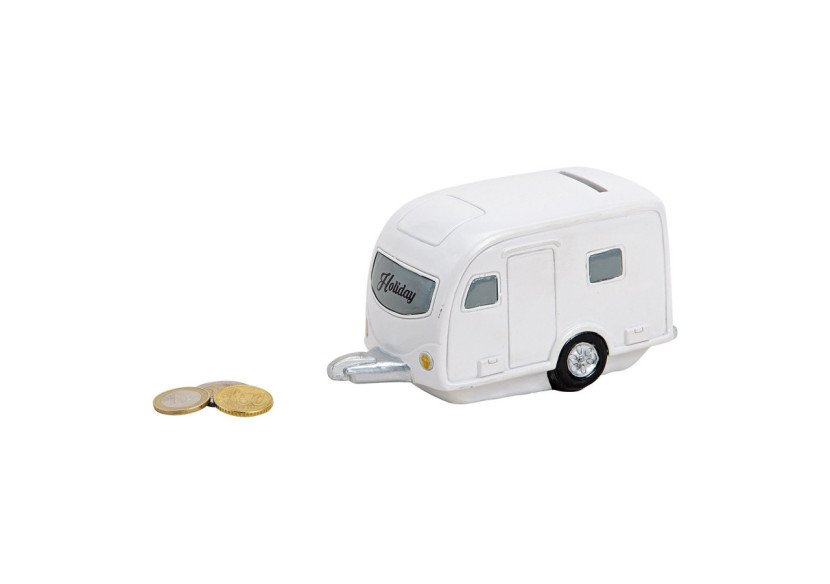 Tirelire Camping-Car - Design en polypropylène blanc, 15x8x9cm - 10022037 - WURM