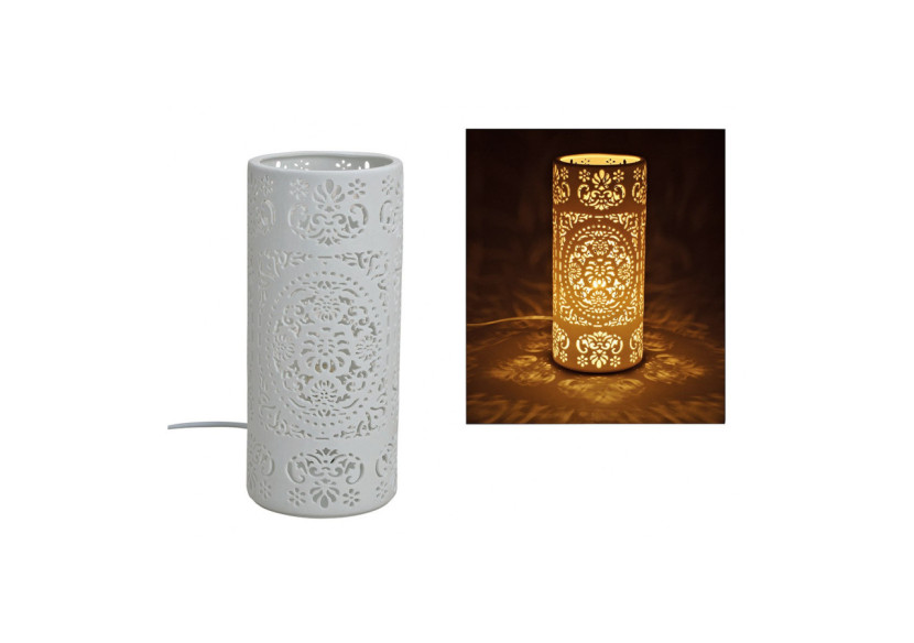 Lampe de Table Cylindrique - Porcelaine 12x28 cm (sans ampoule) - 10020391 - WURM
