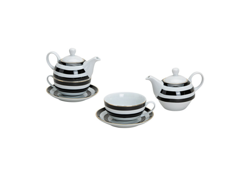 Ensemble de théière décorative - Porcelaine, or et noir 3 pièces - 10019606 - WURM