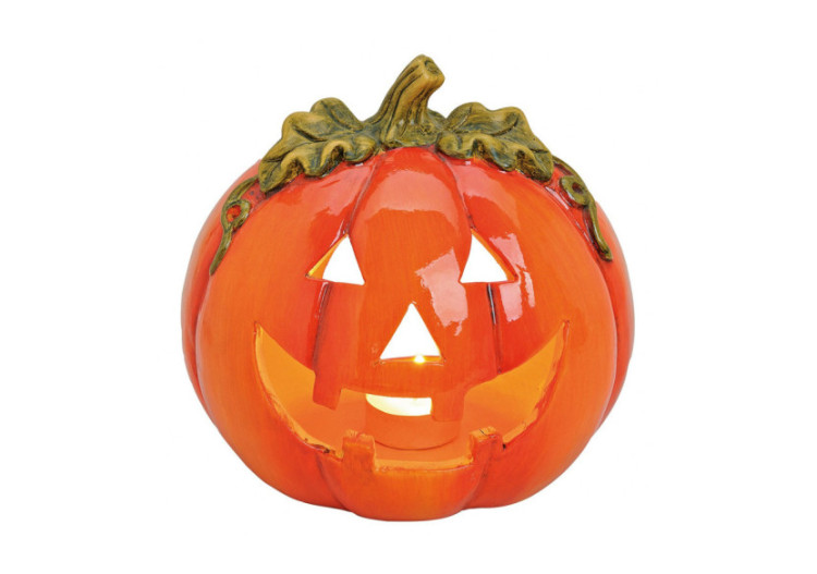 Lanterne citrouille en terre cuite - Orange et vert 18x17x17 cm - 10019298 - WURM