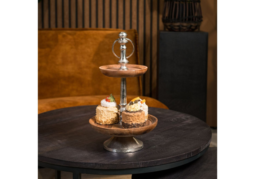 Étagère à deux niveaux - Bois et métal 33x15/25 cm - 10019243 - WURM