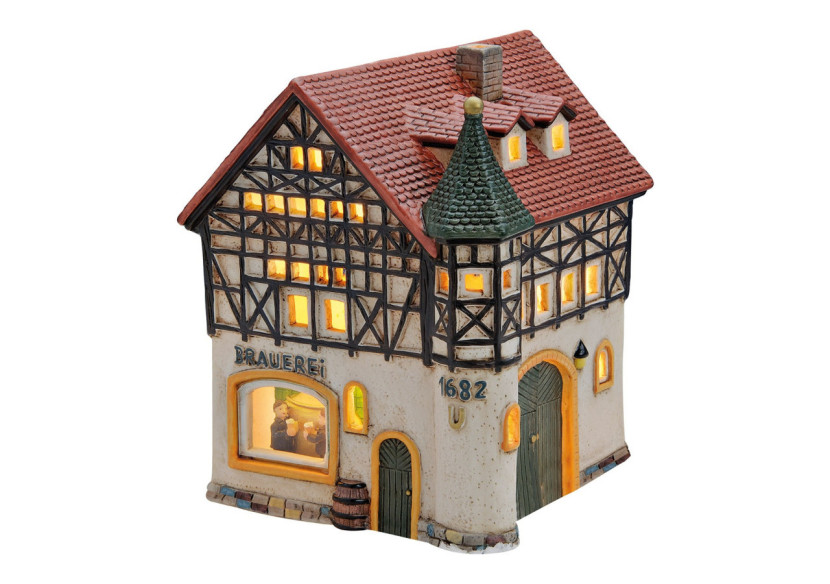 Maison Lichthaus 'Brauerei 1682' en porcelaine - Multicolore 15 x 17 x 16 cm - 10018899 - WURM