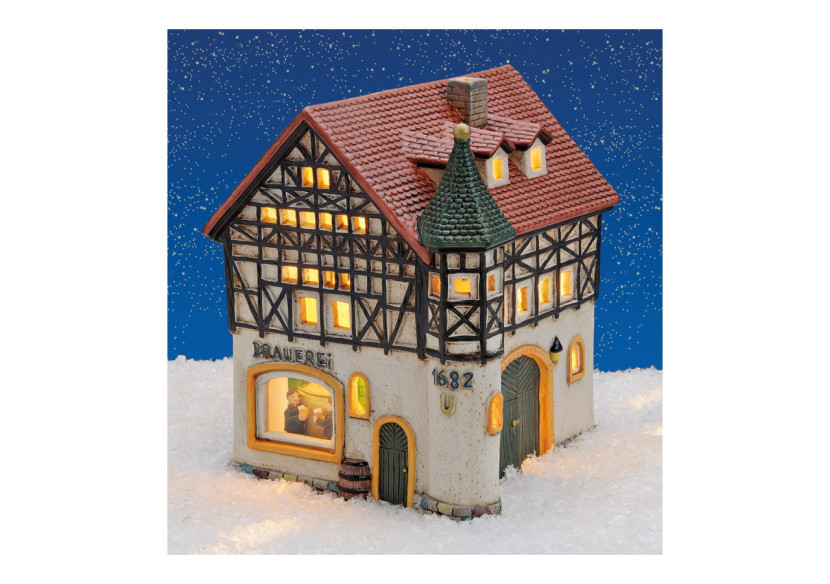 Maison Lichthaus 'Brauerei 1682' en porcelaine - Multicolore 15 x 17 x 16 cm - 10018899 - WURM