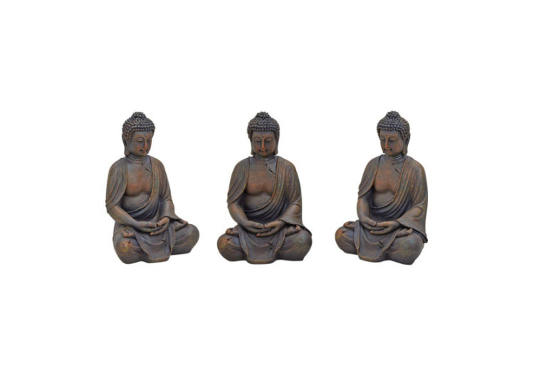 Buddha Assis en Résine - Brun, 24 x 23 x 38 cm - 10018109 - WURM