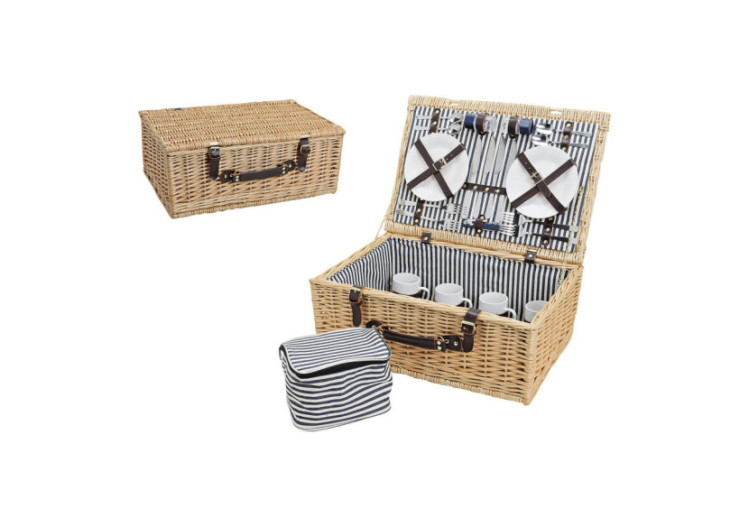 Panier de Pique-nique en Osier - Pour 4 Personnes, 25 pièces, 54 x 37 x 21 cm - 10017878 - WURM