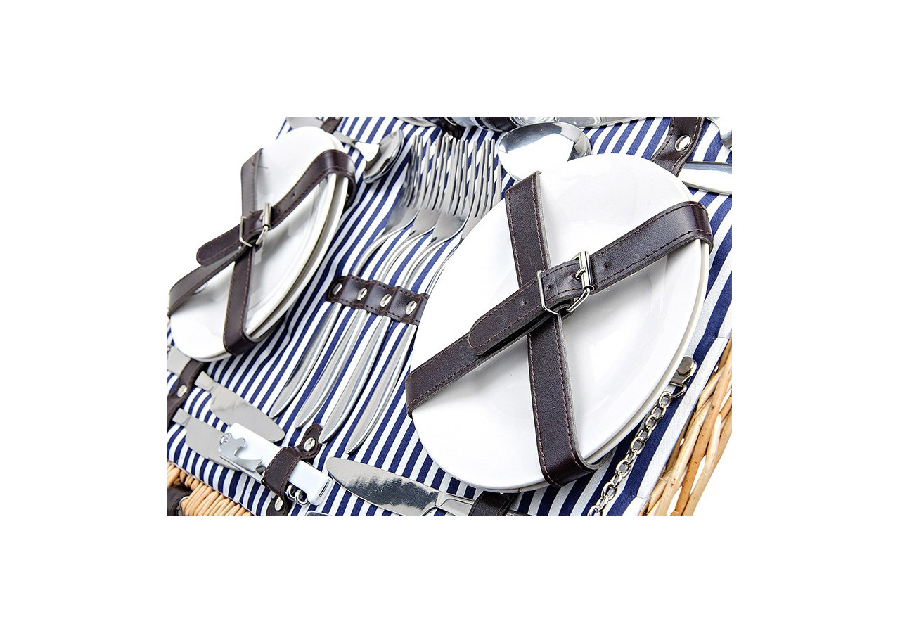 Panier de Pique-nique en Osier - Pour 4 Personnes, 25 pièces, 54 x 37 x 21 cm - 10017878 - WURM