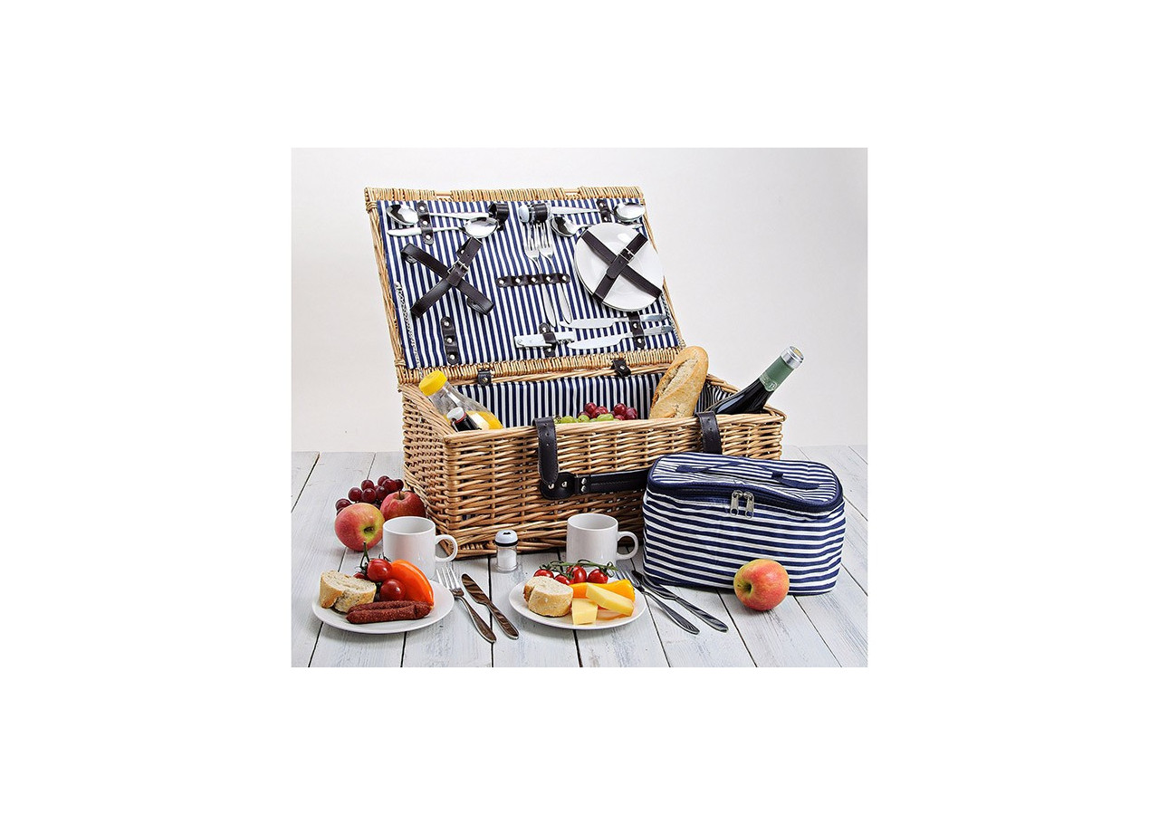 Panier de Pique-nique en Osier - Pour 4 Personnes, 25 pièces, 54 x 37 x 21 cm - 10017878 - WURM