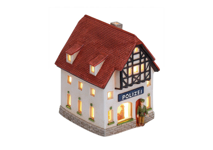 Maison lumineuse Wurm 'Police' - Porcelaine colorée, 14x16x11 cm - 10017761 - WURM