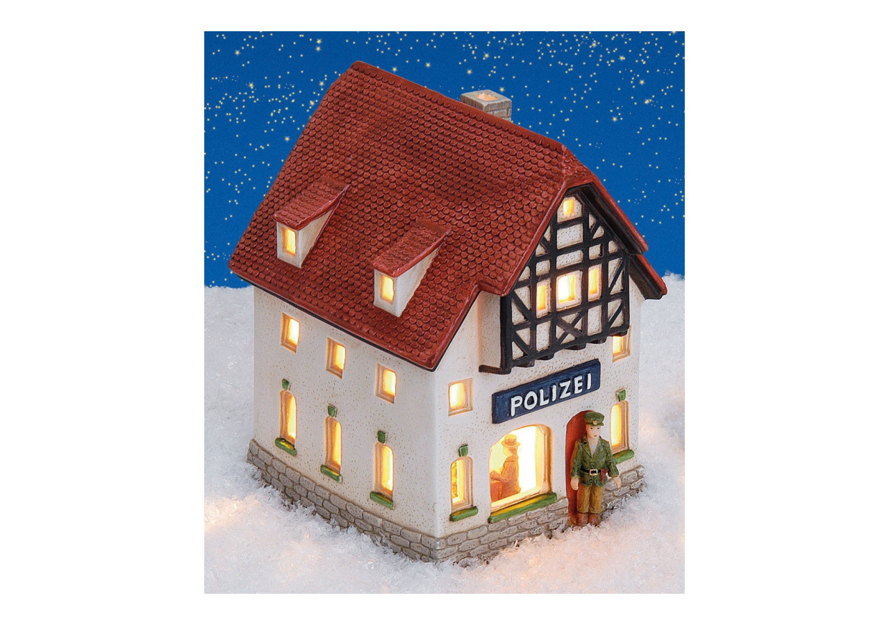 Maison lumineuse Wurm 'Police' - Porcelaine colorée, 14x16x11 cm - 10017761 - WURM