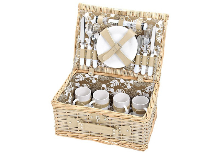 Panier de Pique-Nique pour 4 Personnes - Osier, 24 pièces, 40 x 28 x 19 cm - 10016666 - WURM 2