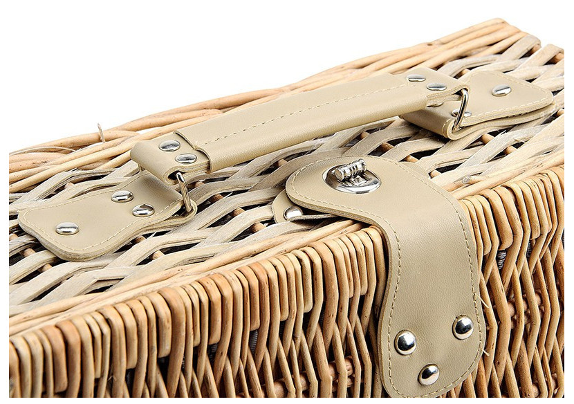 Panier de Pique-Nique pour 4 Personnes - Osier, 24 pièces, 40 x 28 x 19 cm - 10016666 - WURM