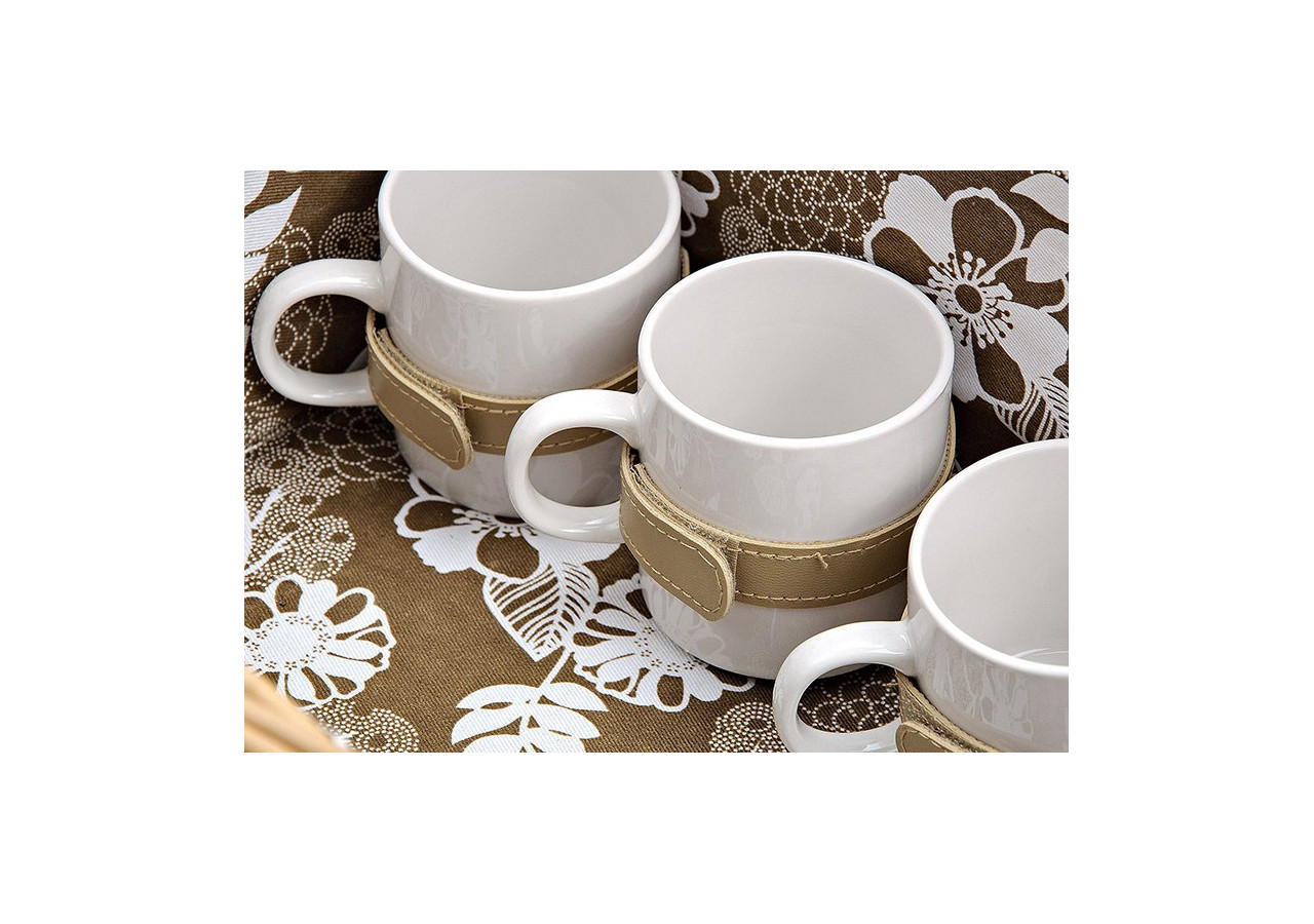 Panier de Pique-Nique pour 4 Personnes - Osier, 24 pièces, 40 x 28 x 19 cm - 10016666 - WURM