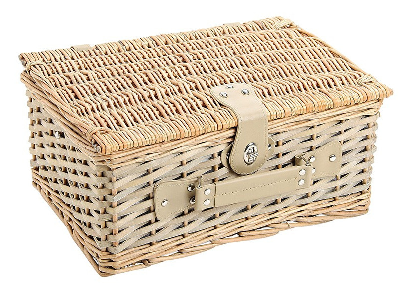 Panier de Pique-Nique pour 4 Personnes - Osier, 24 pièces, 40 x 28 x 19 cm - 10016666 - WURM