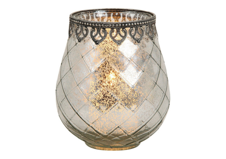 Lanterne Argentée Antique - Verre et Métal, 18 x 15 cm - 10016635 - WURM