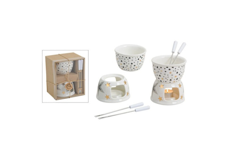 Décoration en porcelaine - Fondue chocolat en forme d'étoile/cœur, 250ml - 10016433 - WURM