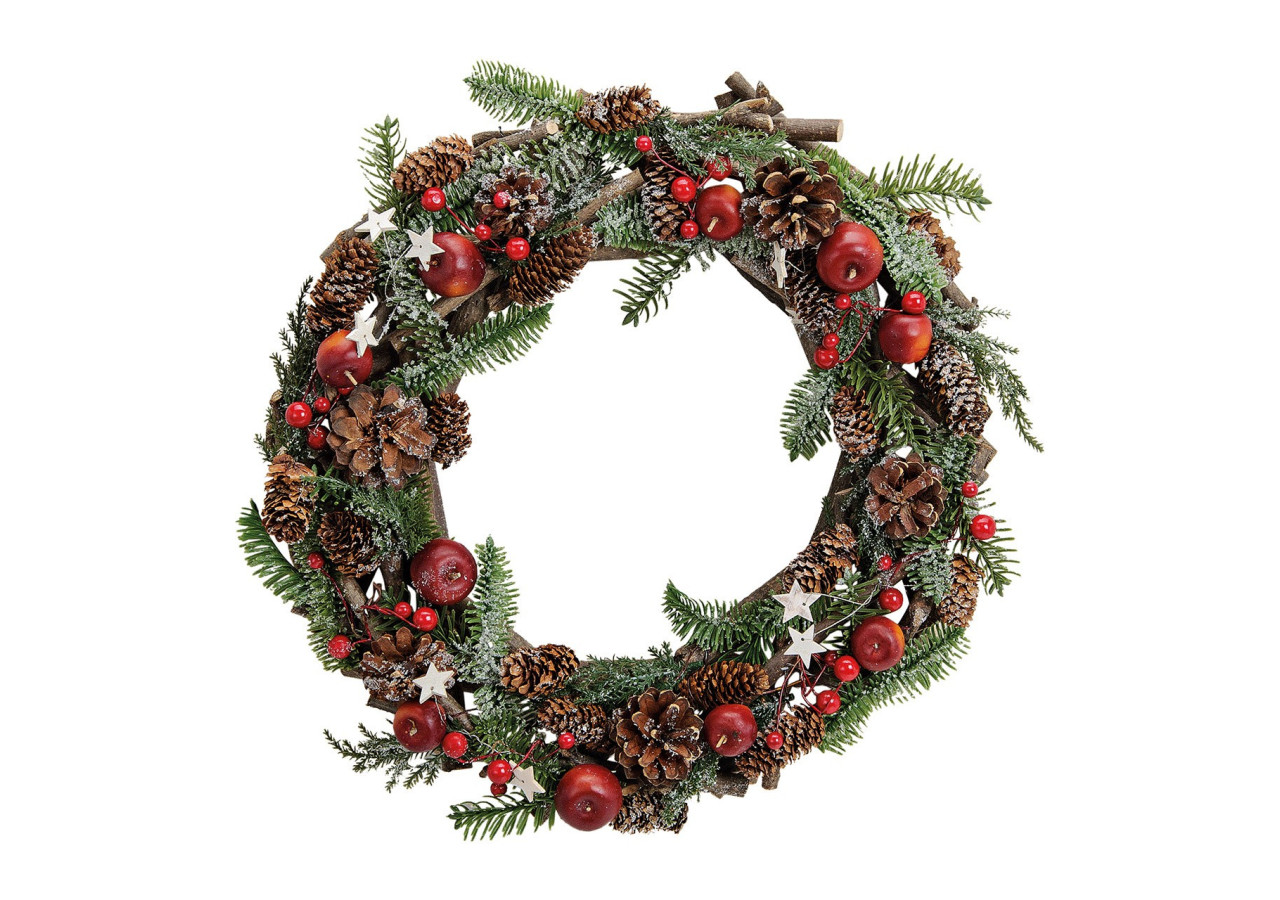 Couronne de Noël en bois et plastique - 38 x 9 x 38 cm - 10016091 - WURM