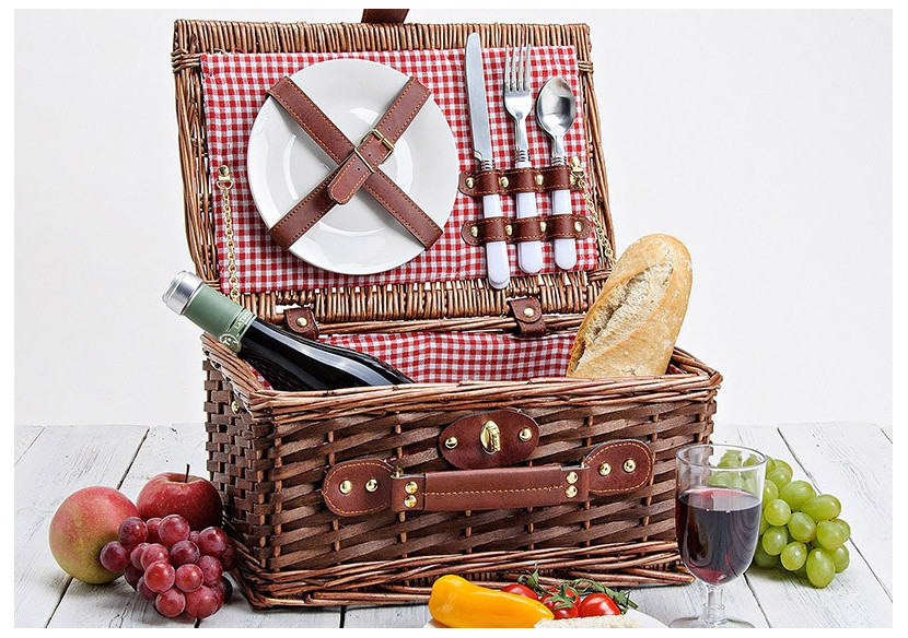 Panier de Pique-Nique pour 2 - Osier, 36 x 18 x 25 cm - 10015936 - WURM