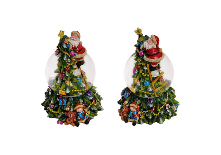 Boule à Neige avec Sapin et Père Noël - Poly, 13 x 19 x 13 cm - 10015926 - WURM