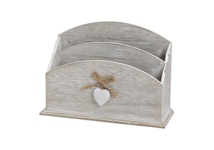 Porte-lettres Vintage - 2 Compartiments en Bois, 23 x 8 x 17 cm - 10015890 - WURM
