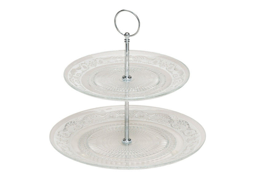 Étagère à gâteaux en verre - 2 niveaux, 25 x 25 x 25 cm - 10015633 - WURM