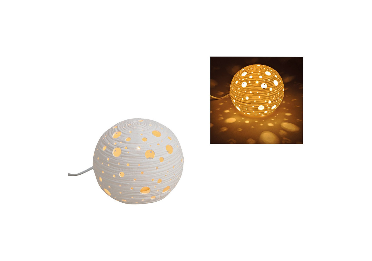 Lampe de Table Kugel Blanche en Porcelaine - 16x15x16cm - 10015199 - WURM