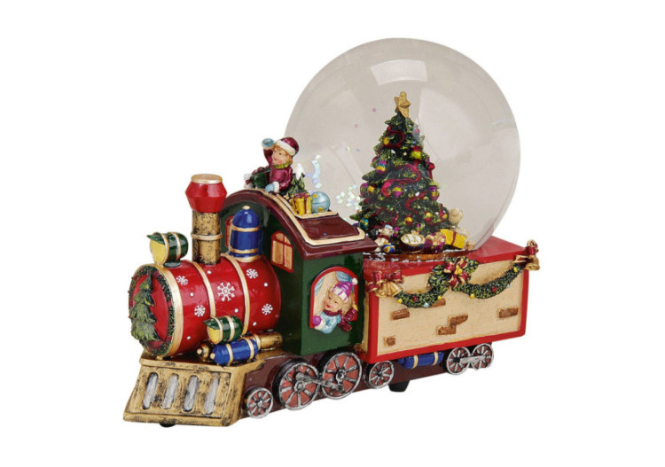 Boîte à musique/Snow globe - Locomotive, 22x12x18 cm - 10015169 - WURM