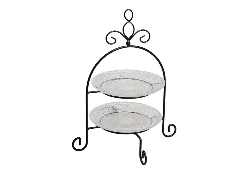 Etagère à 2 niveaux - Verre et métal, 22x28x22 cm - 10014875 - WURM