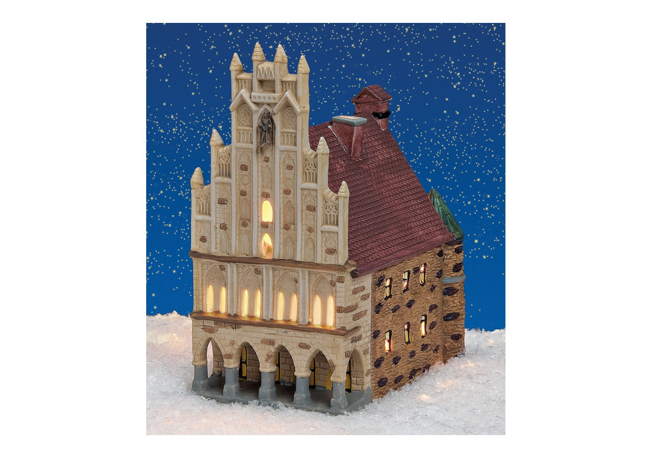 Maison lumineuse Wurm Rathaus Münster - Porcelaine, 17x14x15 cm - 10014539 - WURM
