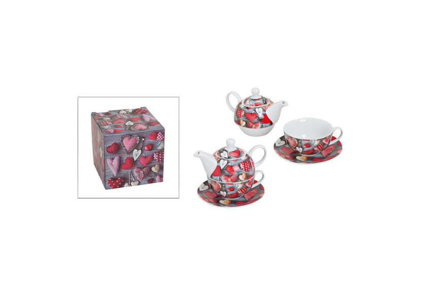 Ensemble de thé avec décoration en cœur - Porcelaine 3 pièces - 10014401 - WURM