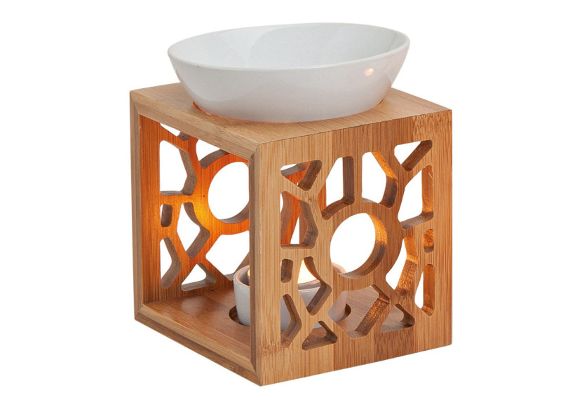 Diffuseur de Parfum en Céramique/Bambou - Couleur Blanche (B12 x T10 x H14 cm) - 10014278 - WURM