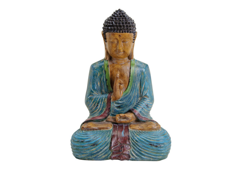 Bouddha en Poly - Couleurs Bleu, Brun et Rouge (27x44x21 cm) - 10014229 - WURM