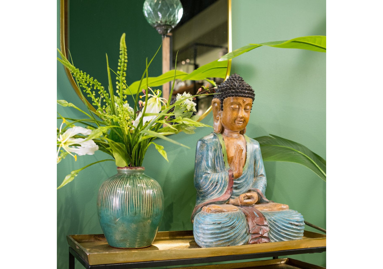 Bouddha en Poly - Couleurs Bleu, Brun et Rouge (27x44x21 cm) - 10014229 - WURM