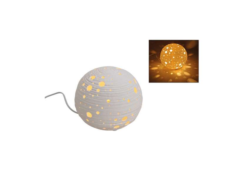 Lampe de Table en Forme de Globe en Porcelaine - Dimensions 21x19x21 cm sans ampoule - 10014014 - WURM