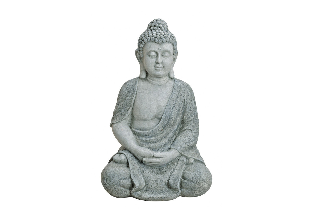 Bouddha Assis en Gris Poly - Hauteur 62 cm - 10013755 - WURM