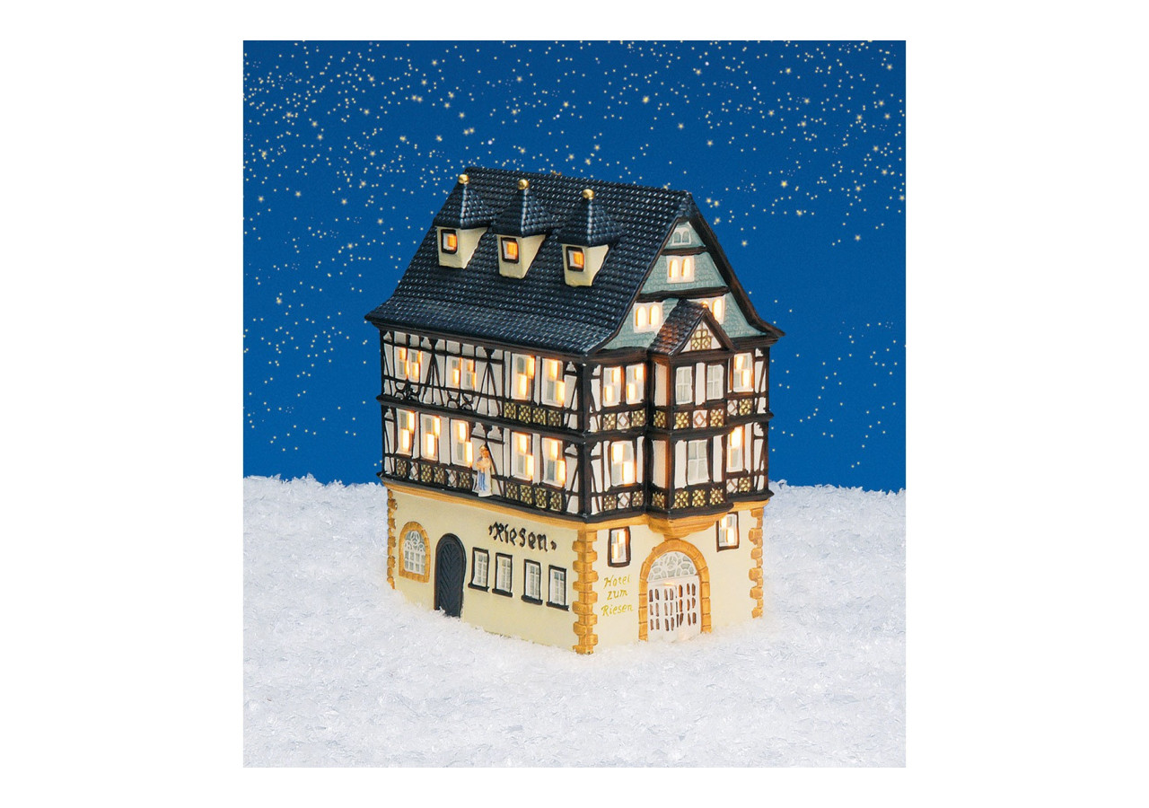 Maison Lichthaus Hotel - Décoration en Porcelaine Colorée 17x22x10cm - 10013186 - WURM