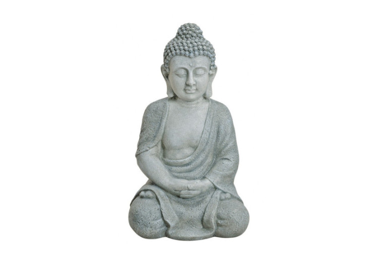 Buddha Assis en Poly - Statue Grise 24x27,5x48cm - 10012839 - WURM