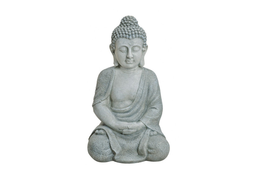 Buddha Assis en Poly - Statue Grise 24x27,5x48cm - 10012839 - WURM