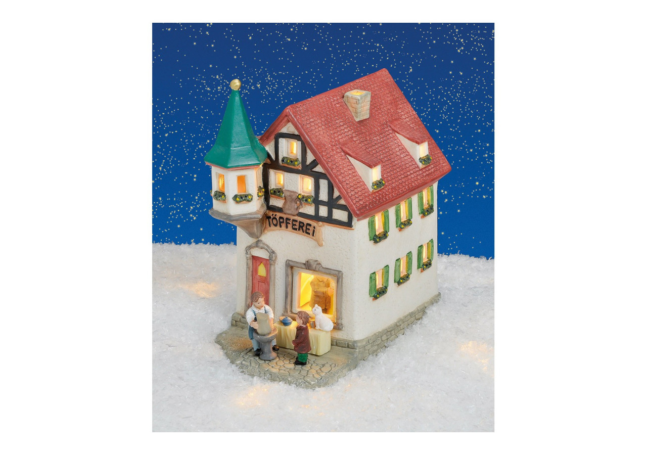 Maison lumineuse 'Poterie' - Porcelaine, 17 x 18 x 10 cm - 10012545 - WURM