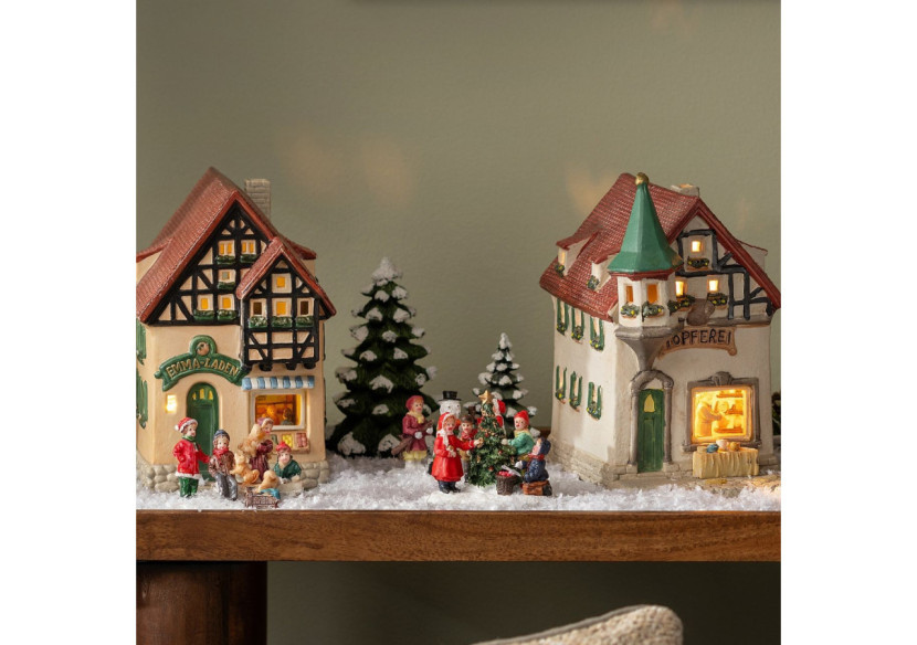 Maison lumineuse 'Poterie' - Porcelaine, 17 x 18 x 10 cm - 10012545 - WURM