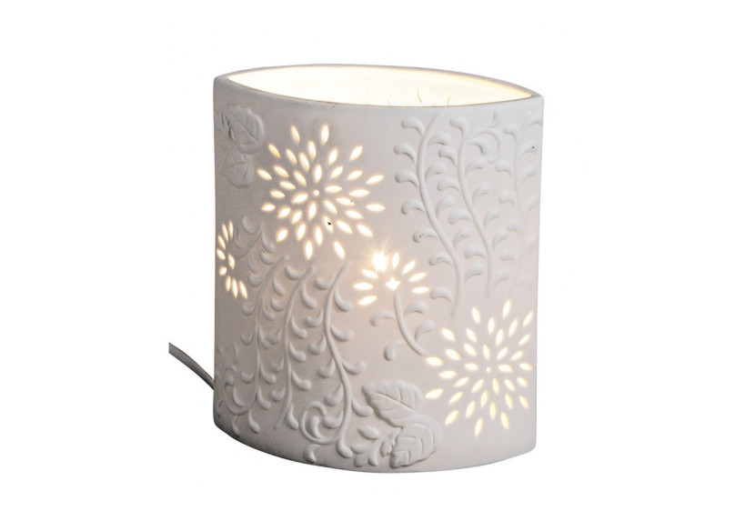 Lampe de table ovale blanche - Porcelaine, 18 x 10 x 20 cm sans ampoule - 10012388 - WURM