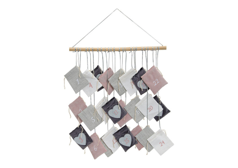 Calendrier de l'Avent en textile et bois d'érable - 24 sachets, 52 x 55 cm - 10012166 - WURM