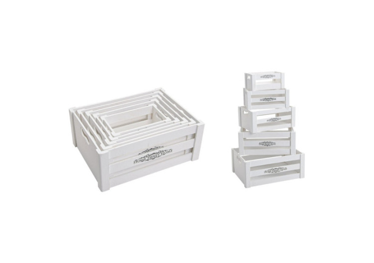 Set de Casiers en Bois - 5 Pièces Blanches 37x28x15cm - 10011060 - WURM