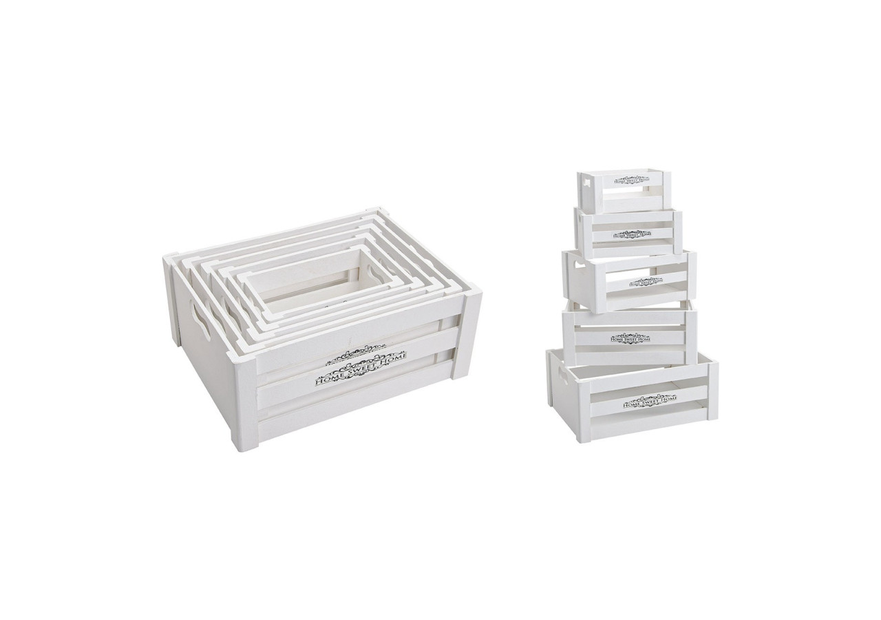 Set de Casiers en Bois - 5 Pièces Blanches 37x28x15cm - 10011060 - WURM