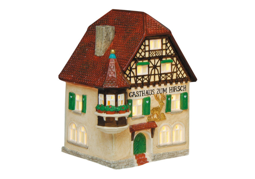 Maison Lichthaus 'Gasthaus zum Hirsch' - Porcelaine Colorée 14x19x10cm - 10010980 - WURM