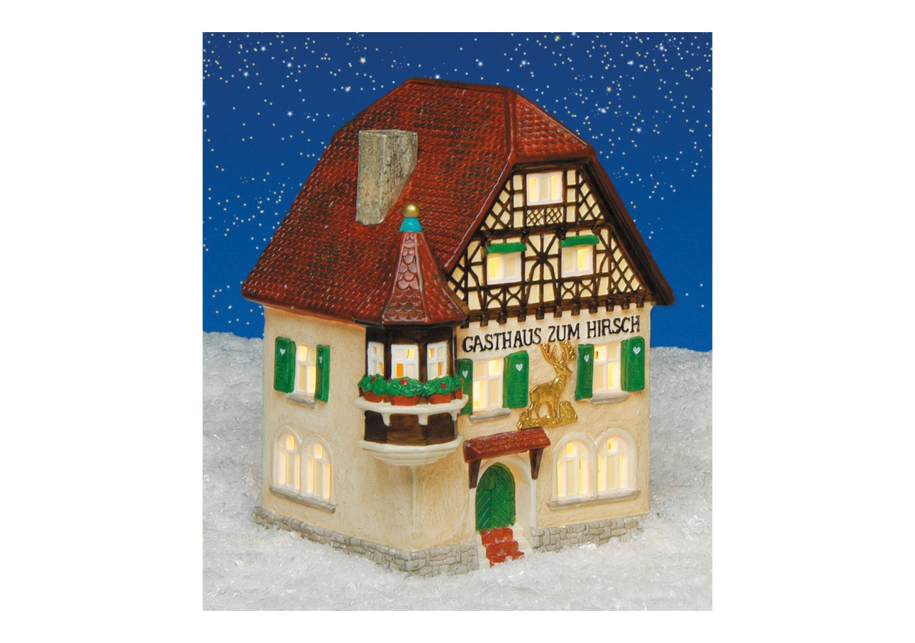 Maison Lichthaus 'Gasthaus zum Hirsch' - Porcelaine Colorée 14x19x10cm - 10010980 - WURM