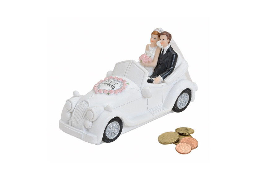 Tirelire Voiture de Mariage - Décoration en poly 16x7x9cm - 10010600 - WURM
