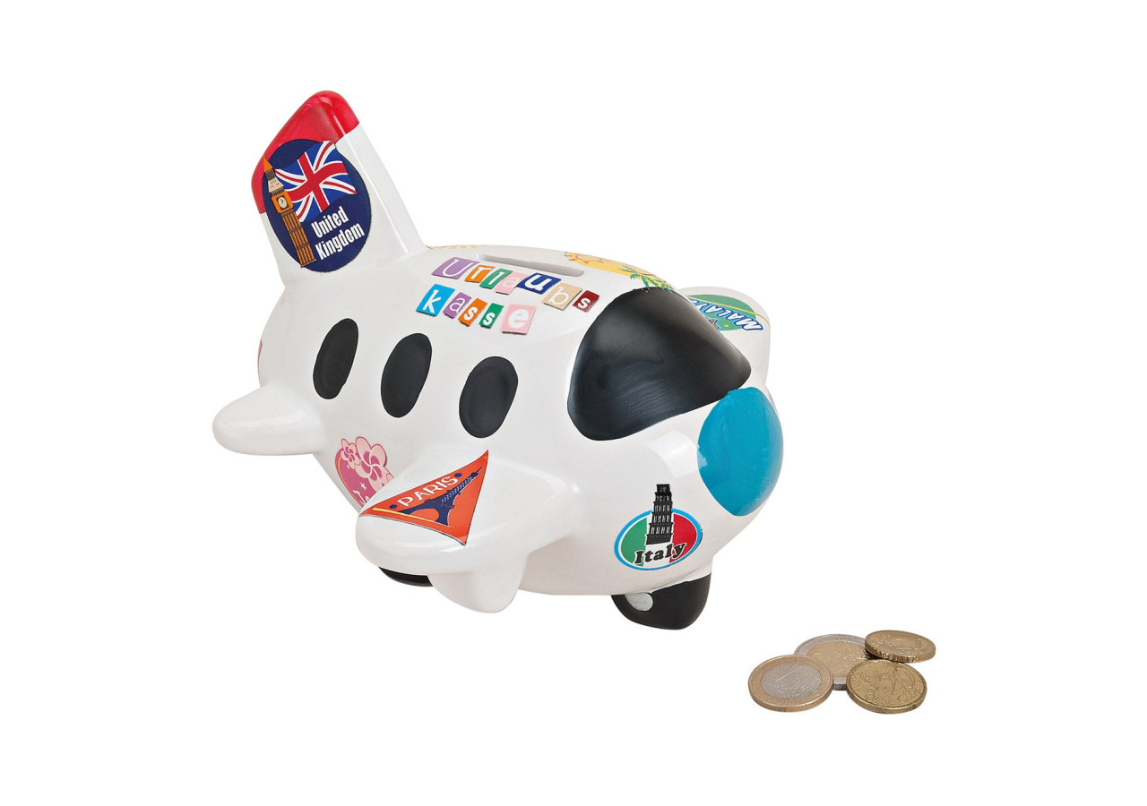 Tirelire Avion - Caisse de voyage en céramique 16x17x14cm - 10010506 - WURM