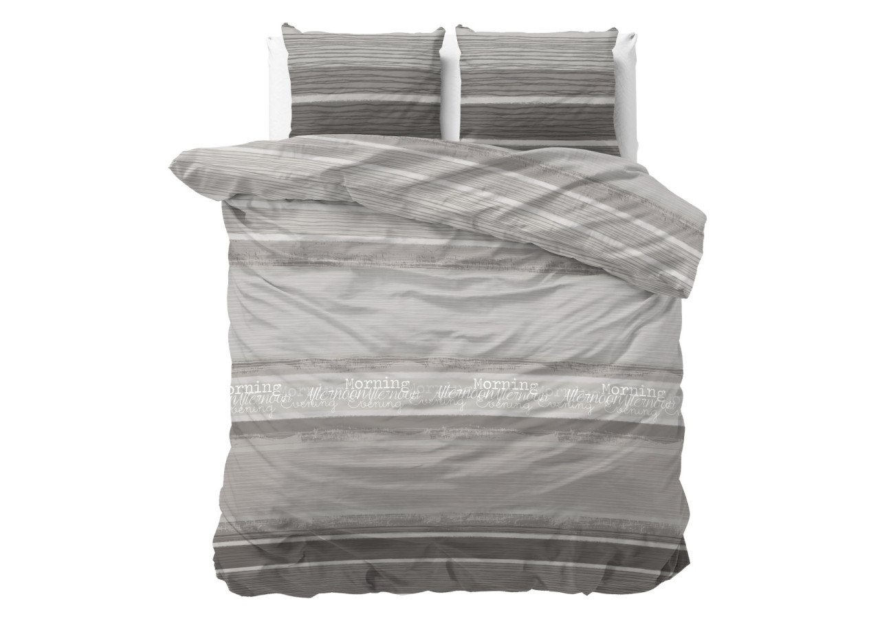 Housse de Couette Morning Grijs - 200 x 200/220 cm en 100% coton - 14020988 - Sleeptime
