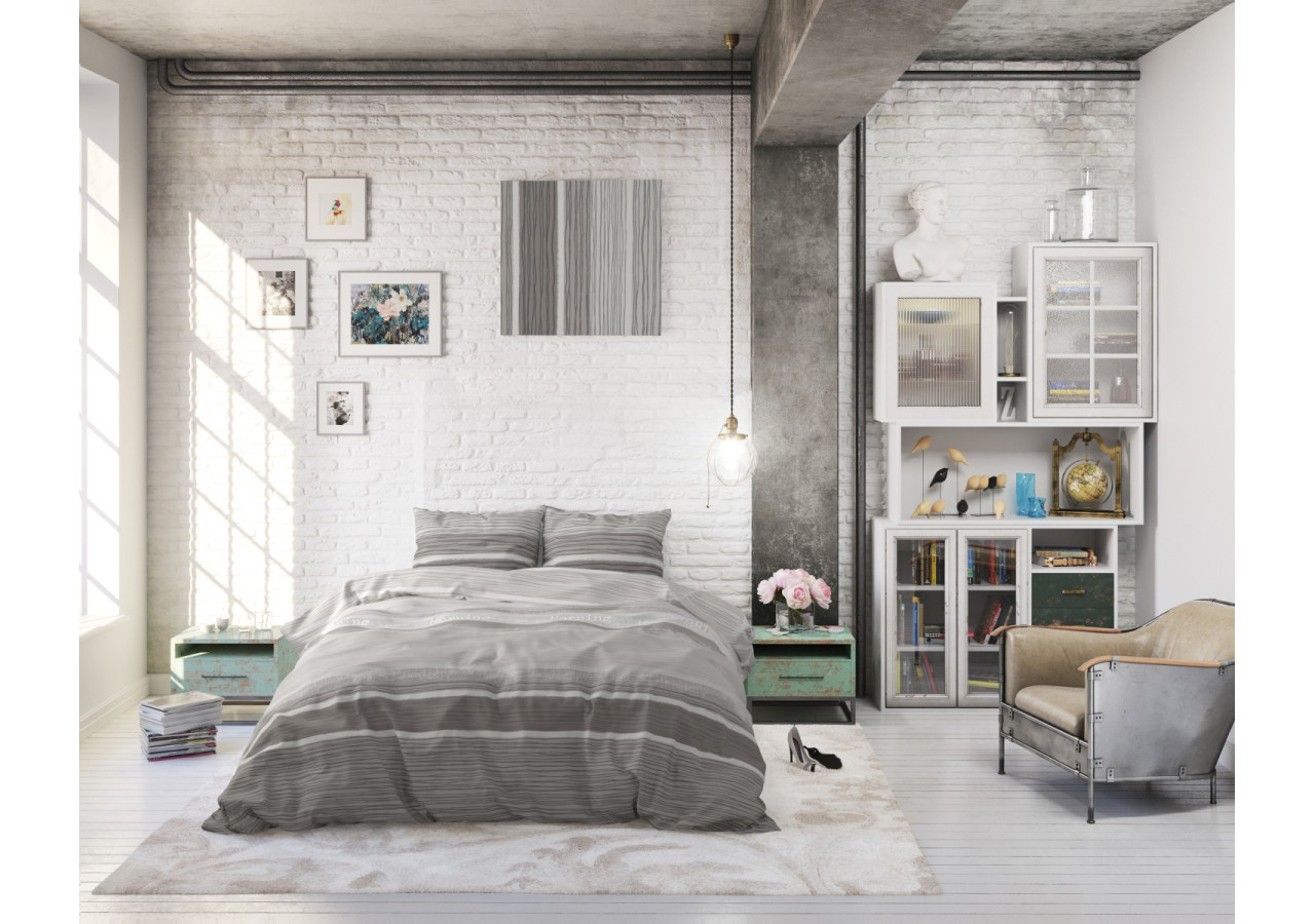 Housse de Couette Morning Grijs - 200 x 200/220 cm en 100% coton - 14020988 - Sleeptime