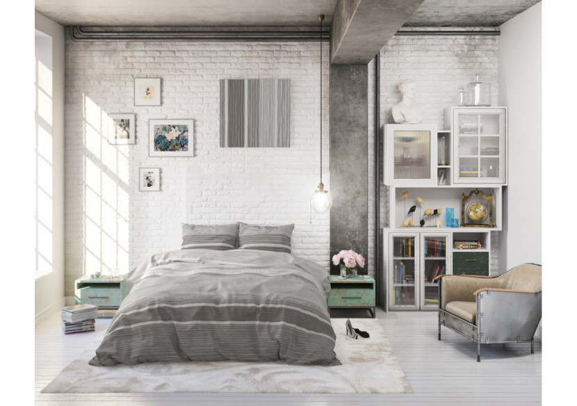 Housse de Couette Morning Grijs - 200 x 200/220 cm en 100% coton - 14020988 - Sleeptime